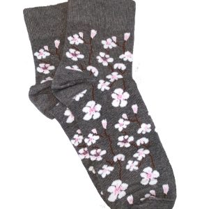 kirsikankukka puuvillasukat harmaa